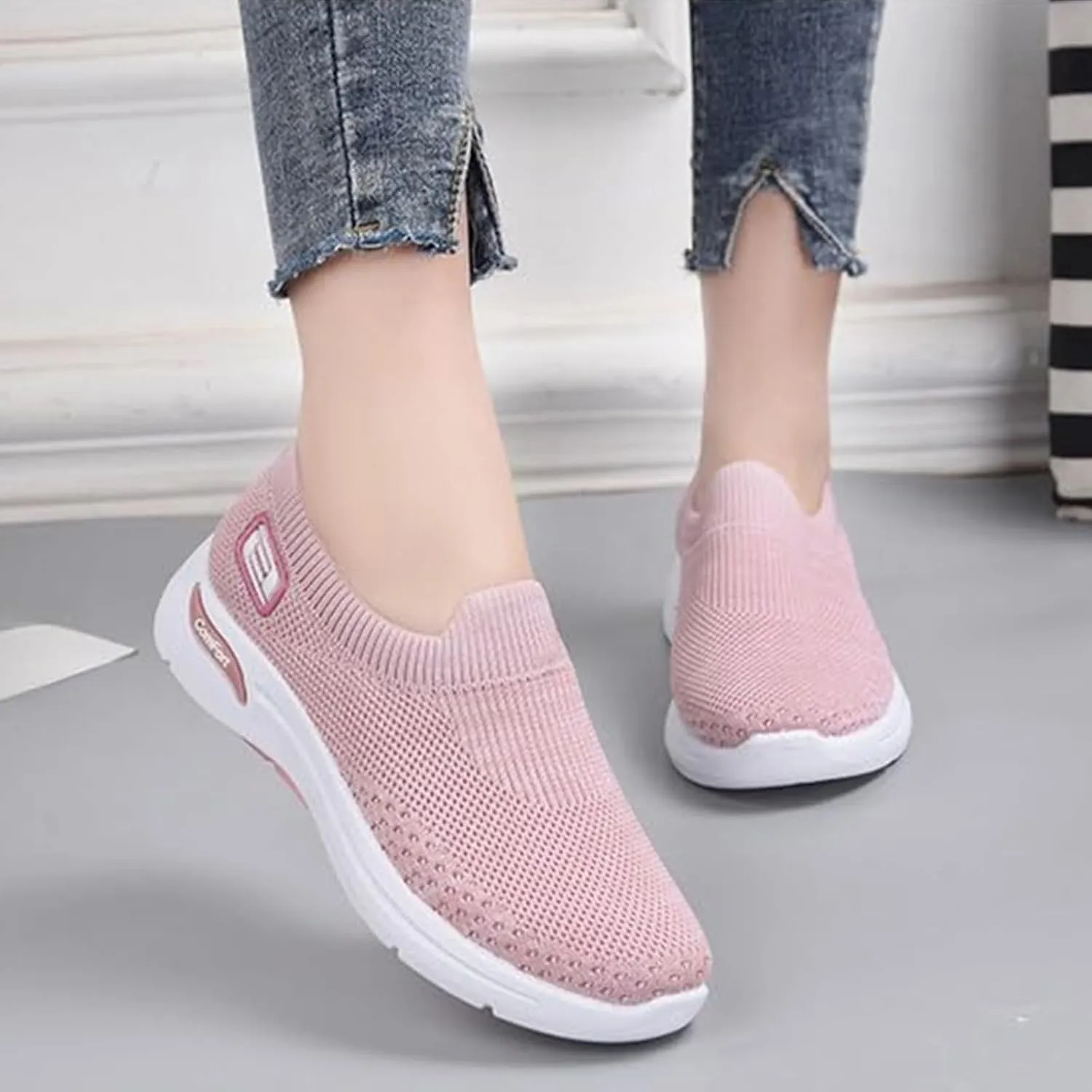 Womens Slip On Running Shoes Gym Workout Shoes Fashion Sneakers Athletic Tennis Sports Shoe Lightweight Breathable Fashion Casual Athletic Workout Walking Sneaker