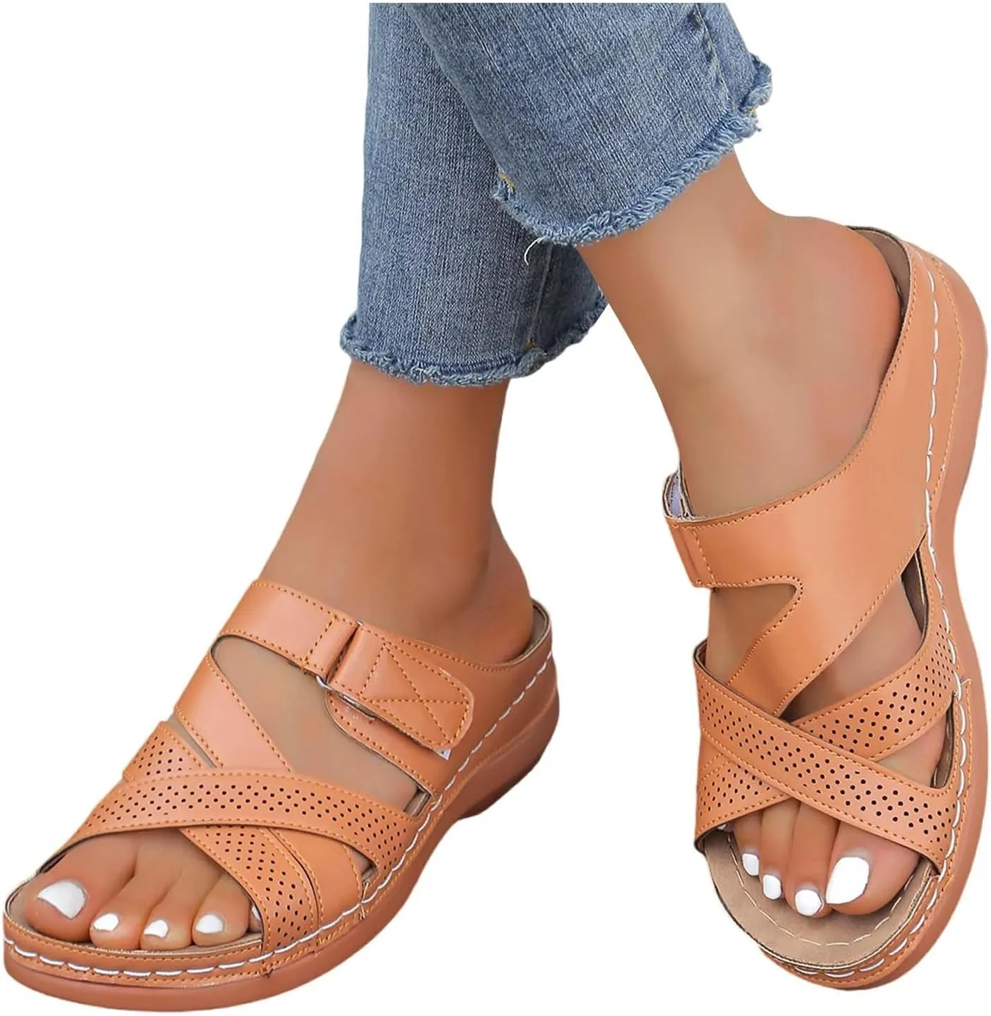 Womens Slip On Slippers Slippers Hollow Casual Slippers Slope Bottom Shoes Sandals Outside Slippers for Women