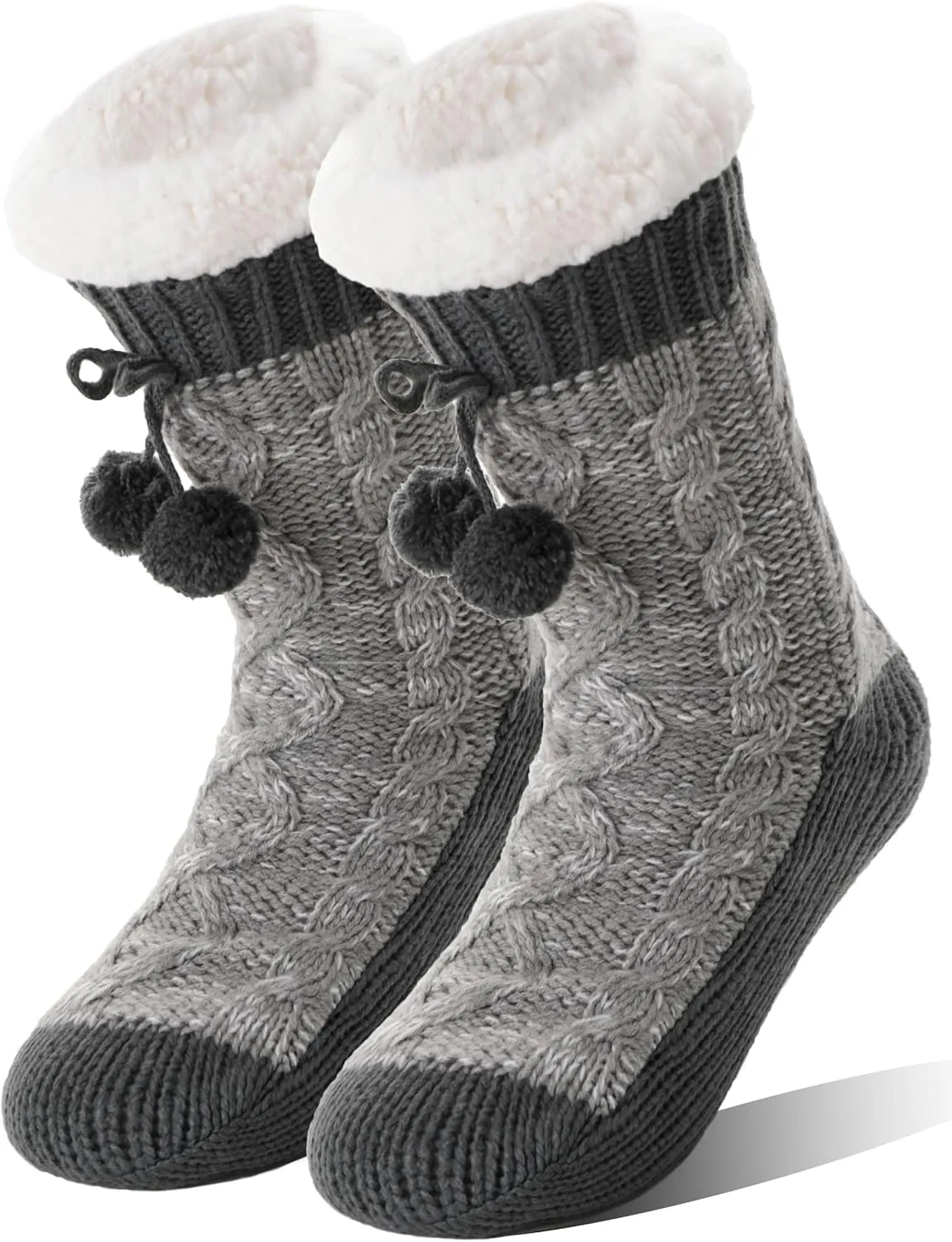 Womens Slipper Fuzzy Grips Socks Fluffy Winter Warm Thick Thermal Cozy Plush Non Slip Cabin Soft Fleece Socks