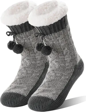 Womens Slipper Fuzzy Grips Socks Fluffy Winter Warm Thick Thermal Cozy Plush Non Slip Cabin Soft Fleece Socks