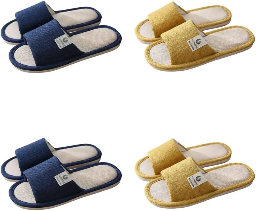 Womens Slipper Home Slippers,4 Pairs Spa Slippers Non Slip Disposable Slippers for Guest Washable Bedroom Slippers Hotel Slipper Travel Slippers