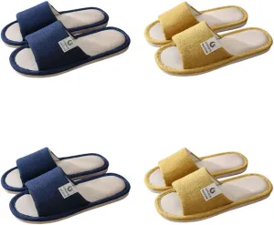 Womens Slipper Home Slippers,4 Pairs Spa Slippers Non Slip Disposable Slippers for Guest Washable Bedroom Slippers Hotel Slipper Travel Slippers