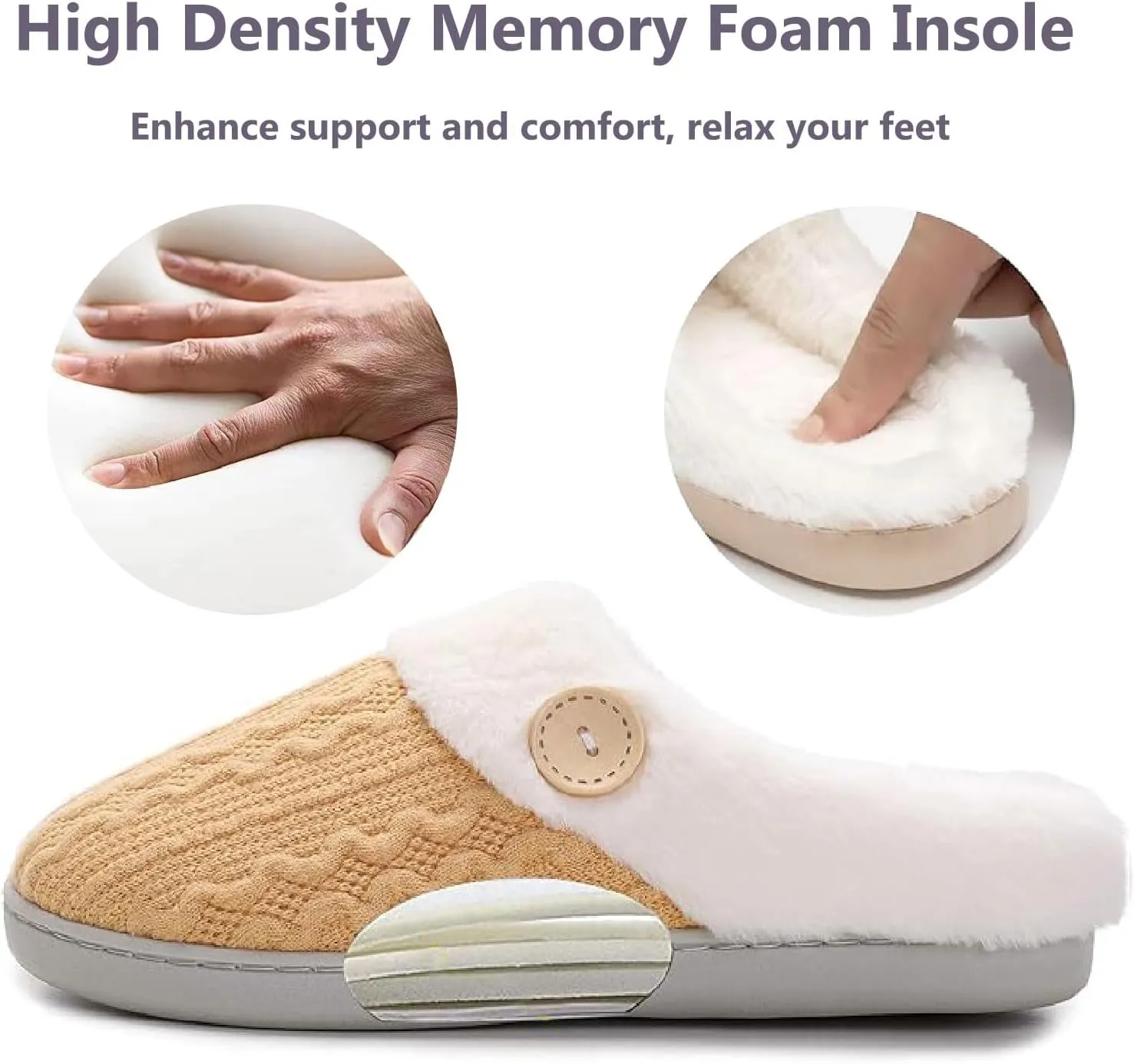 Womens Slipper Warm Comfy Memory Foam House Shoes Knit Slippers with Faux Fur Lining Warm Bedroom Cozy Slippers for Indoor and Outdoor