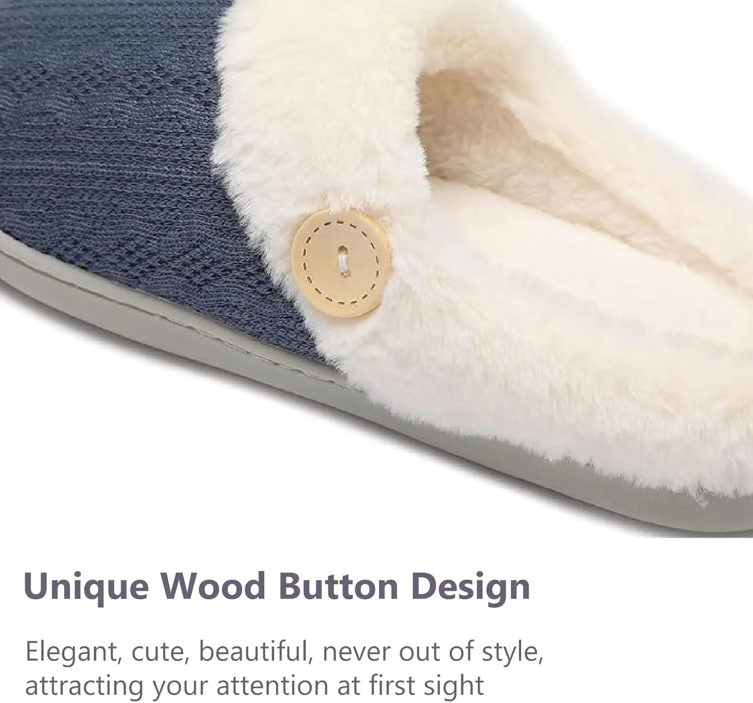 Womens Slipper Warm Comfy Memory Foam House Shoes Knit Slippers with Faux Fur Lining Warm Bedroom Cozy Slippers for Indoor and Outdoor