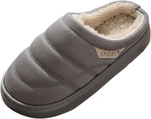 Womens Slippers Fur Fleece Lined Non Slip Slipper Sort Sole Flat Slipper Slip On Bedroom Slippers for Men Indoor