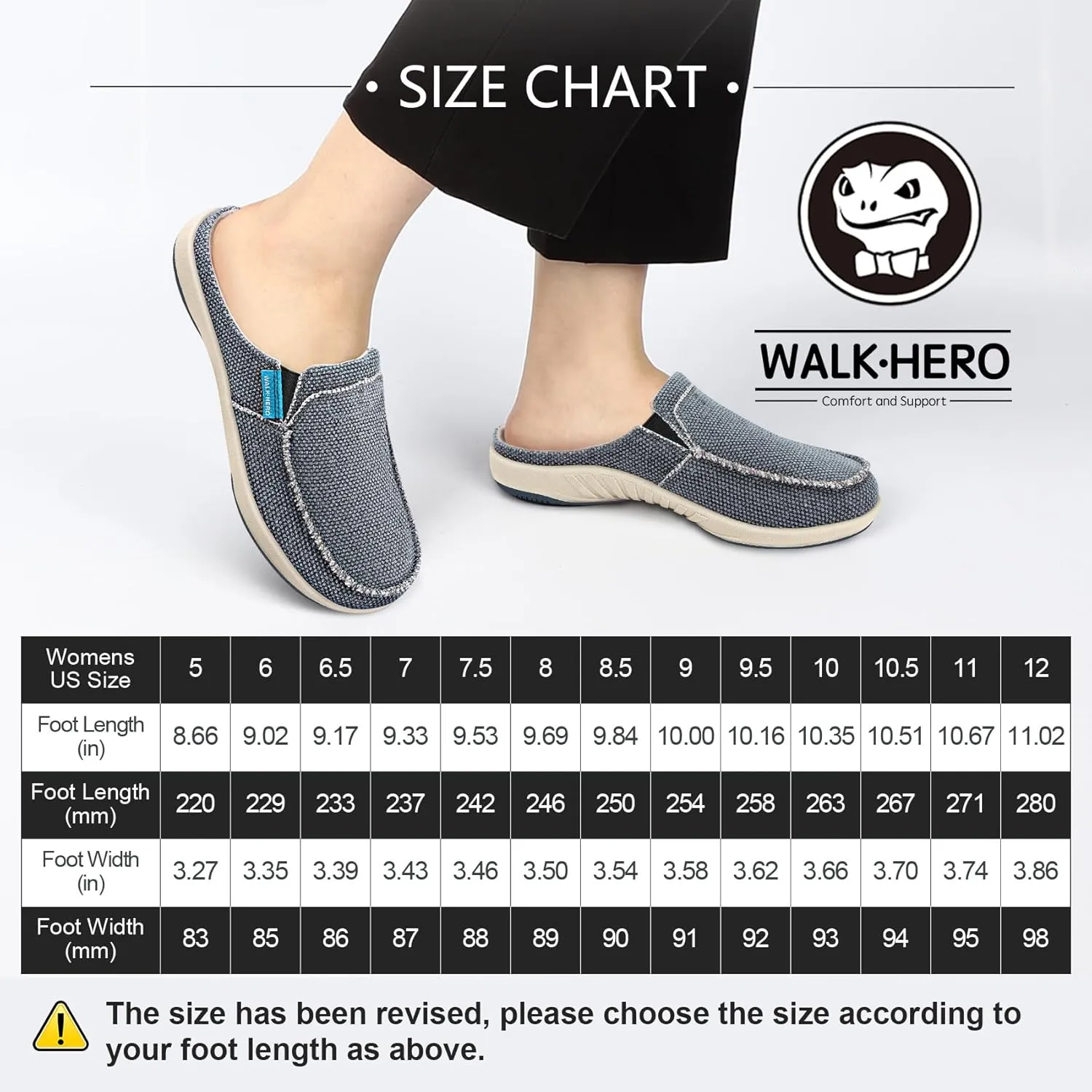 Womens Slippers with Arch Support, Walkhero House Slippers for Women with Suede Insole and Velvet Lining, Slip on Clog Indoor Outdoor House Shoes with Anti-Skid Rubber Sole