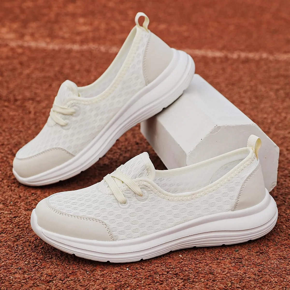 Women's Soft Sole Mesh Comfort Orthopedic Shoes, Slip-On Flat Walking Shoes, Arch Support Walking Shoes, Lightweight Casual Shoe