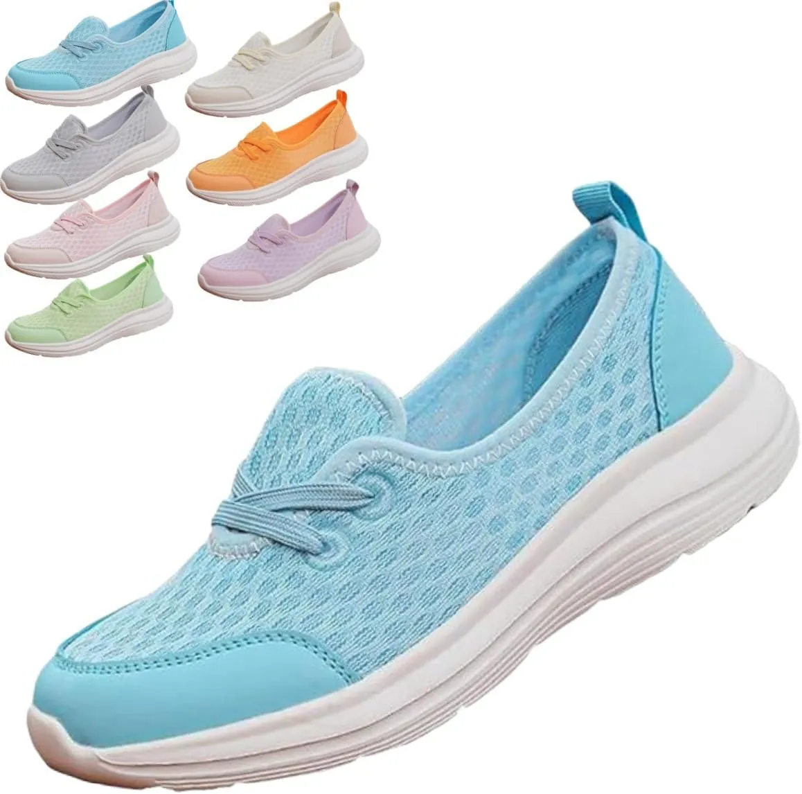 Women's Soft Sole Mesh Comfort Orthopedic Shoes,Lightweight Arch Support Walk Shoes,Slip On Flat Low Top Casual Sneaker