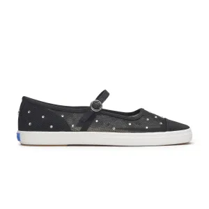 Women's Square Toe Mary Jane Sheer Jewels Black