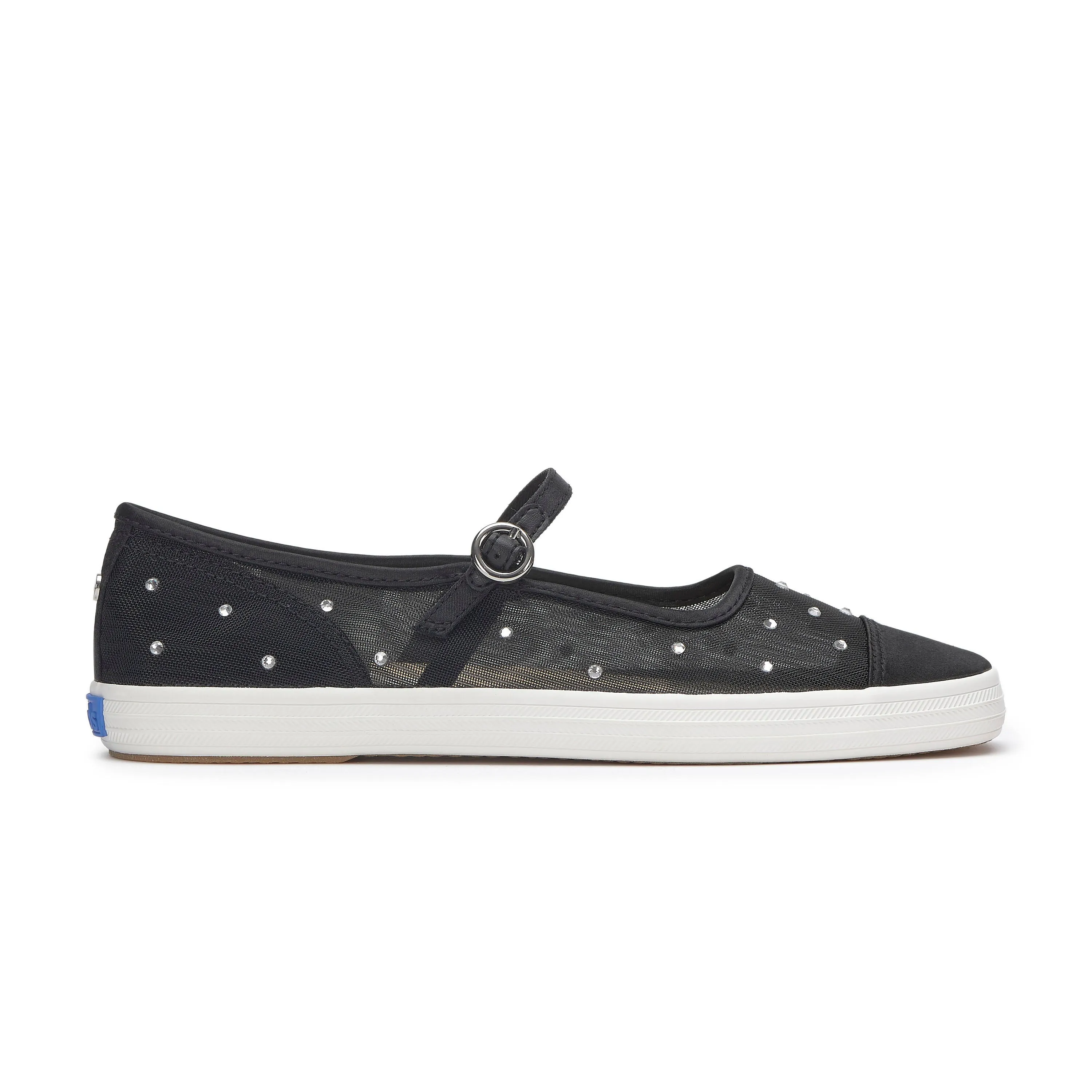 Women's Square Toe Mary Jane Sheer Jewels Black