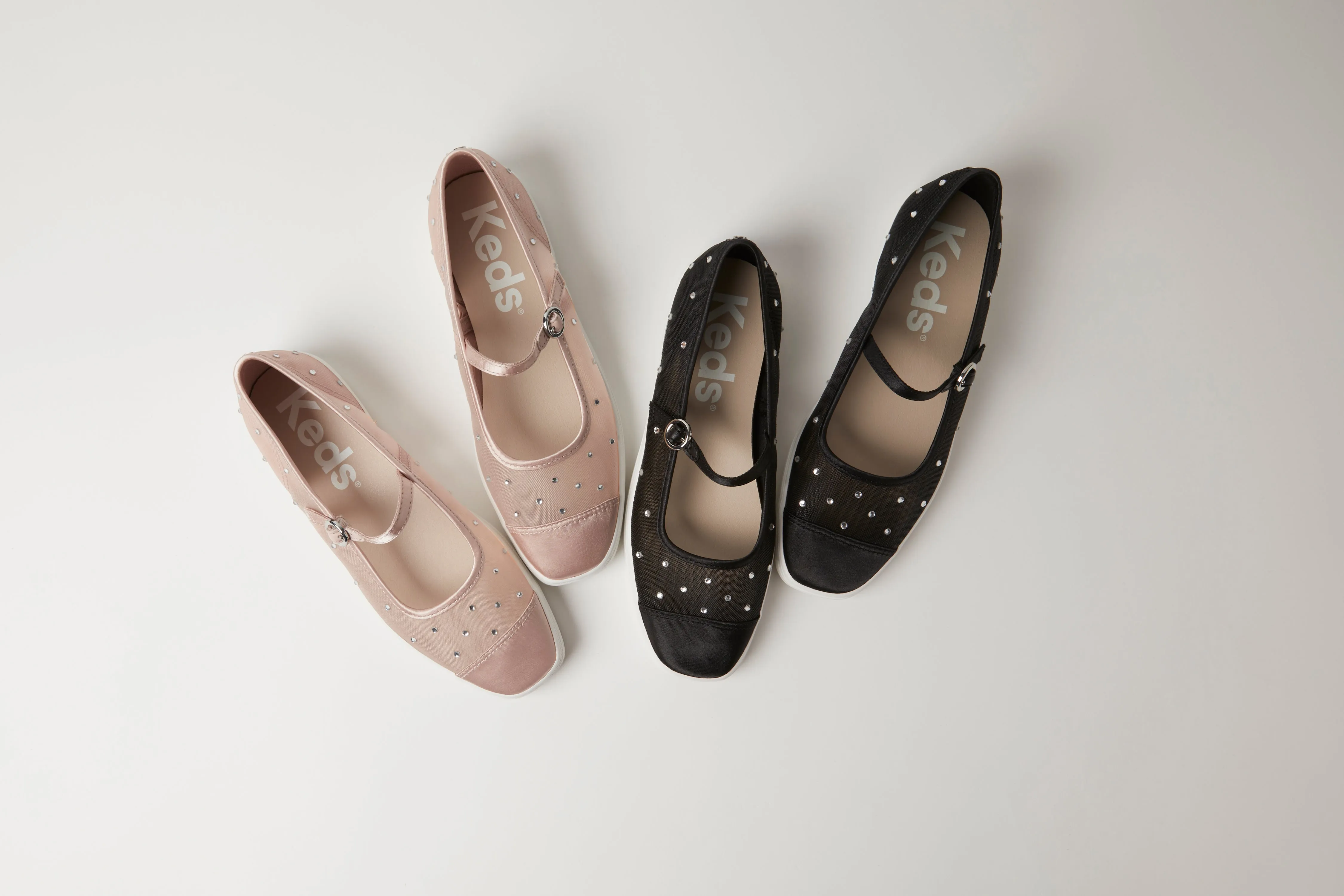 Women's Square Toe Mary Jane Sheer Jewels Black