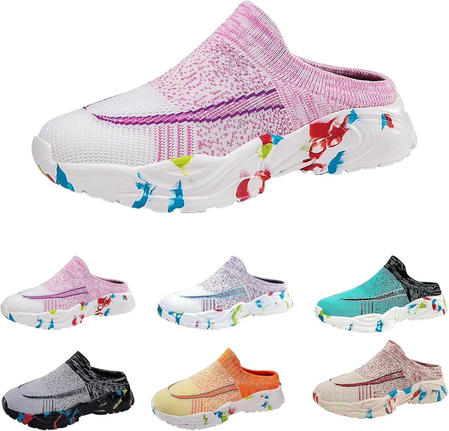 Womens Summer Breathable Mesh Slippers Womens Tennis Shoes Jogging Women Casual Shoes Women's Fashion Sneakers Black Tennis Shoe White Loafers