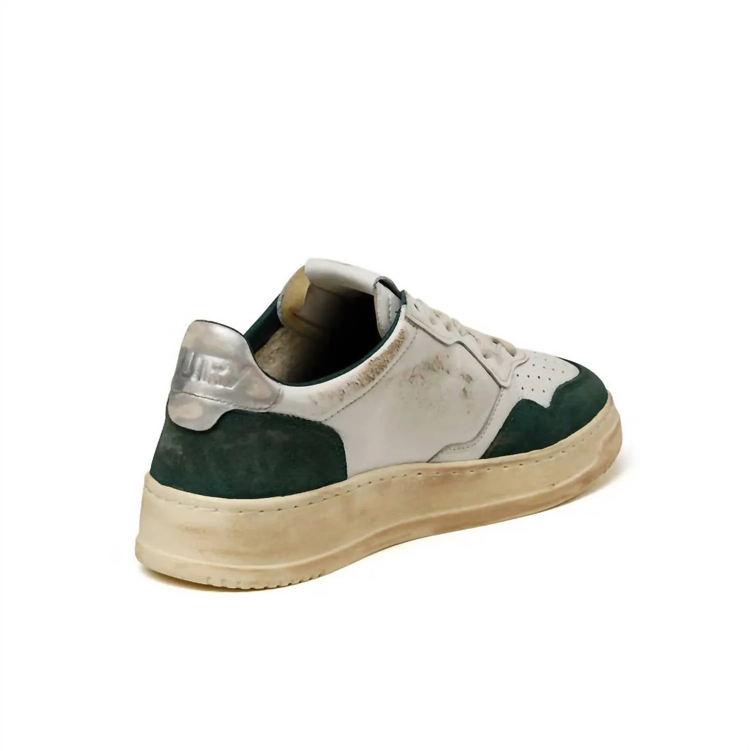 Women's Super Vintage Low Top Sneaker In White/green
