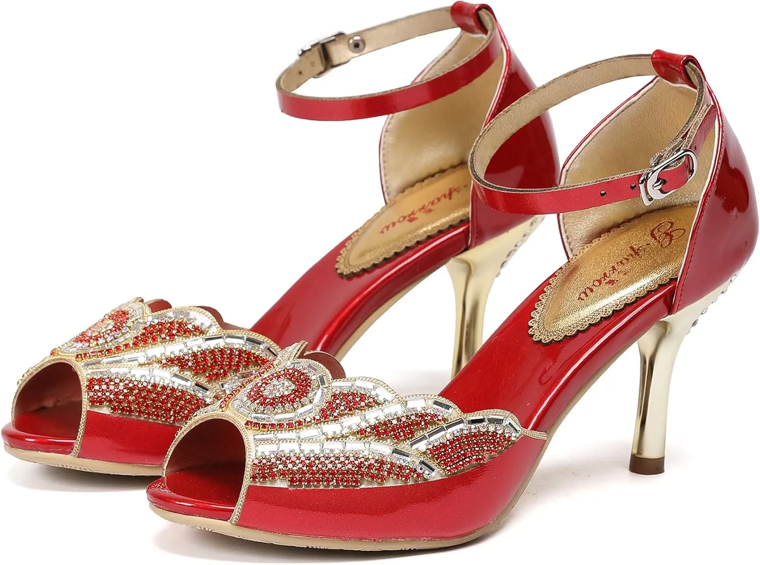 Women's Toe Handmade Rhinestones Crystal Heel Evening Bridal Wedding Prom Sandals