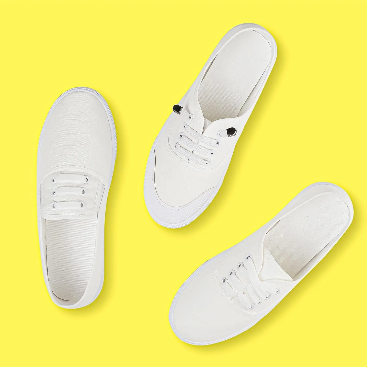 Womens White Canvas Sneakers Lightweight Lace Up Fashion Comfortable Canvas Shoes Low Top Slip On Casual Tennis Walking Shoes Women Footwear