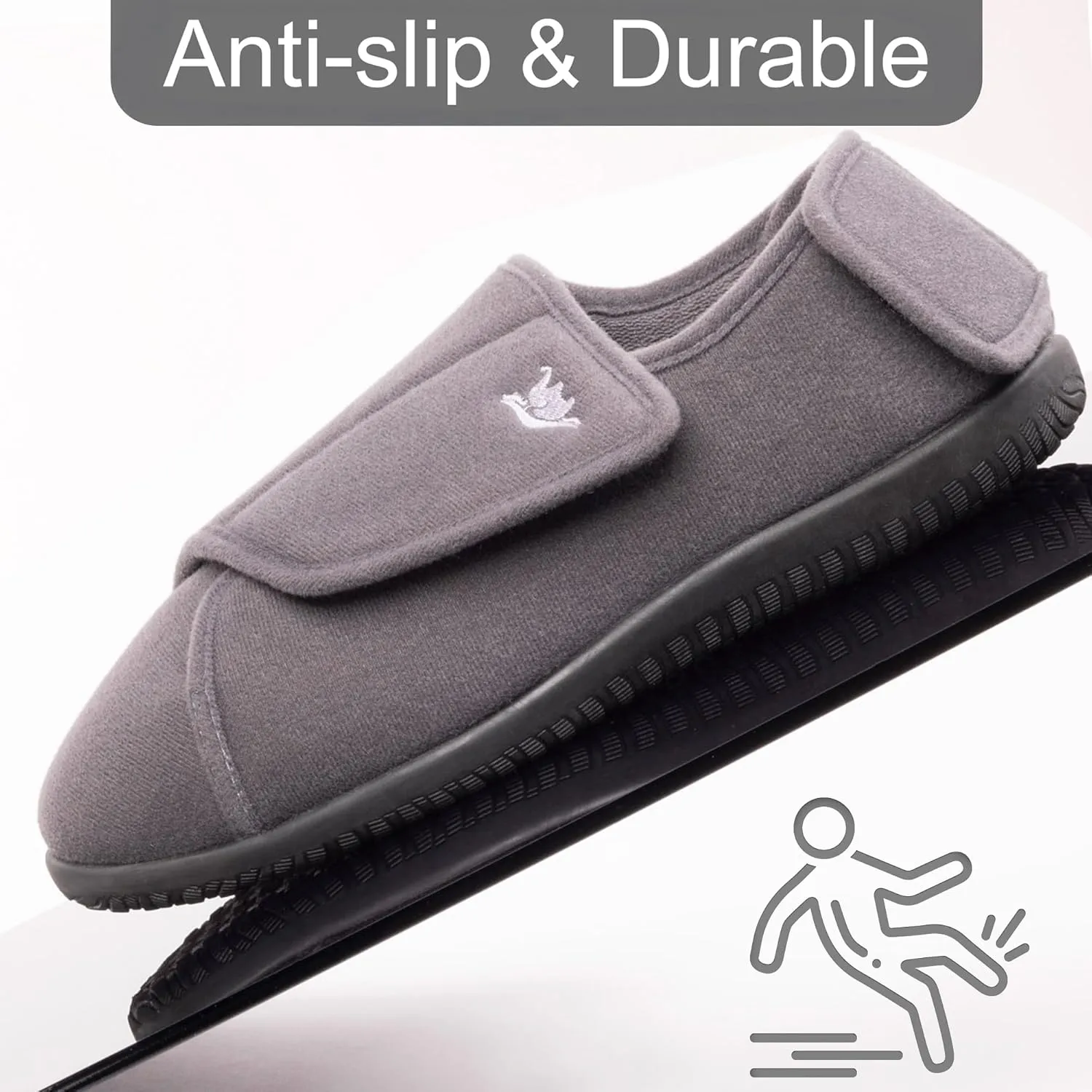 Women's Wide, Extra Wide 80-D Memory Foam Diabetic Slipper with Adjustable Closure Anti Slip Sole, Warm Plush Fleece Arthritis Edema Swollen Diabetic House Shoes