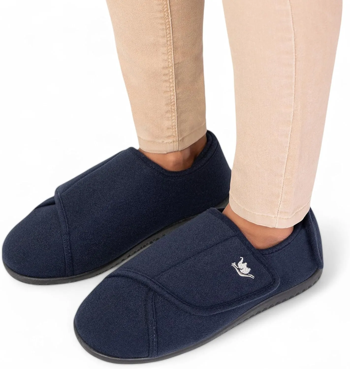 Women's Wide, Extra Wide 80-D Memory Foam Diabetic Slipper with Adjustable Closure Anti Slip Sole, Warm Plush Fleece Arthritis Edema Swollen Diabetic House Shoes