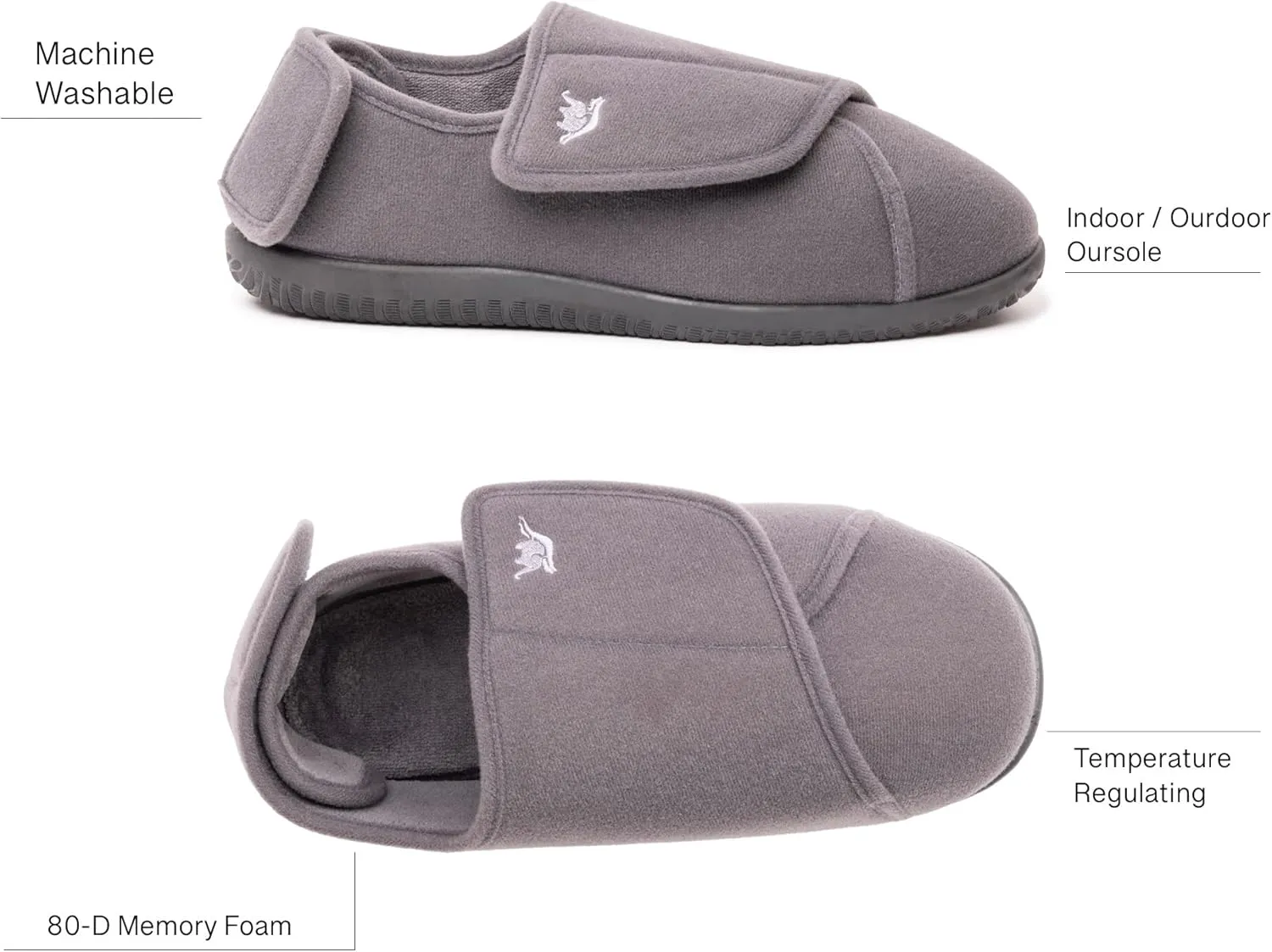 Women's Wide, Extra Wide 80-D Memory Foam Diabetic Slipper with Adjustable Closure Anti Slip Sole, Warm Plush Fleece Arthritis Edema Swollen Diabetic House Shoes