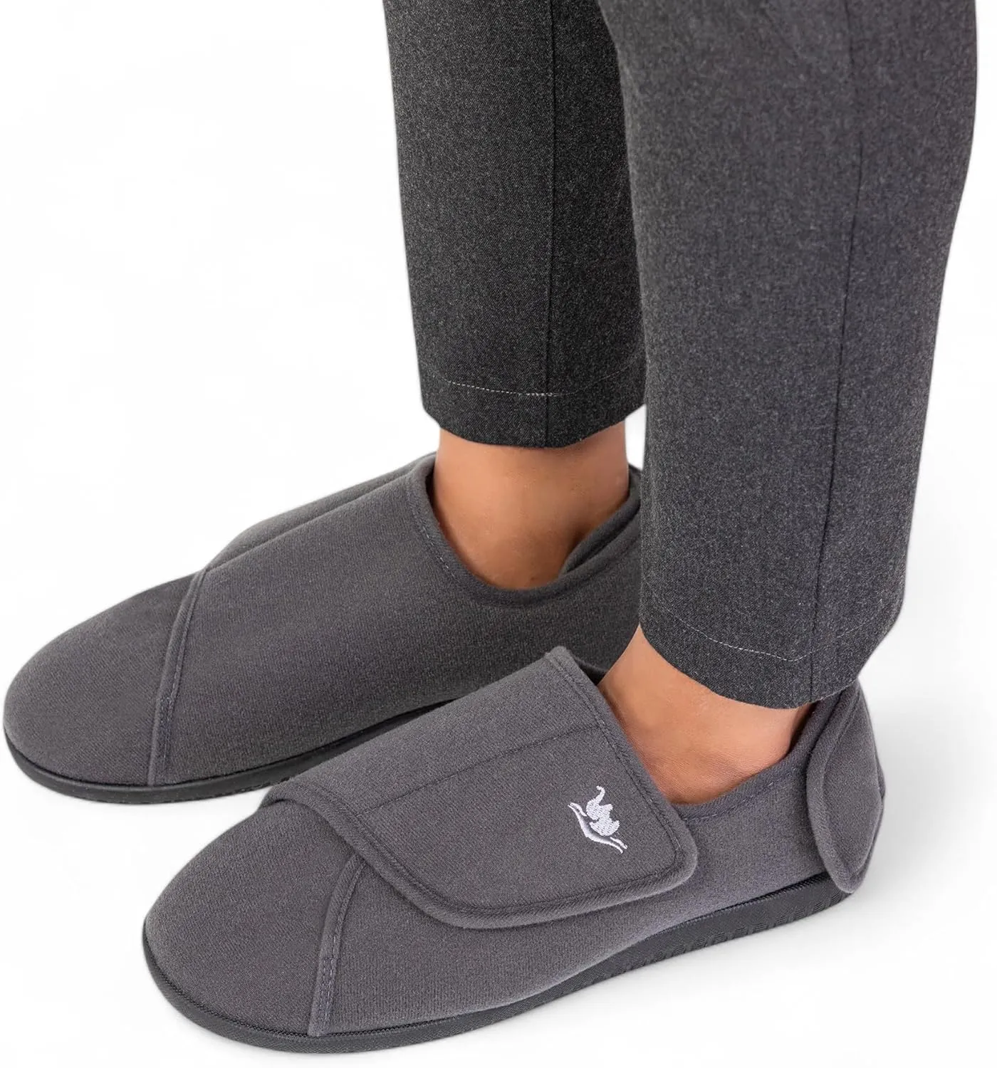 Women's Wide, Extra Wide 80-D Memory Foam Diabetic Slipper with Adjustable Closure Anti Slip Sole, Warm Plush Fleece Arthritis Edema Swollen Diabetic House Shoes