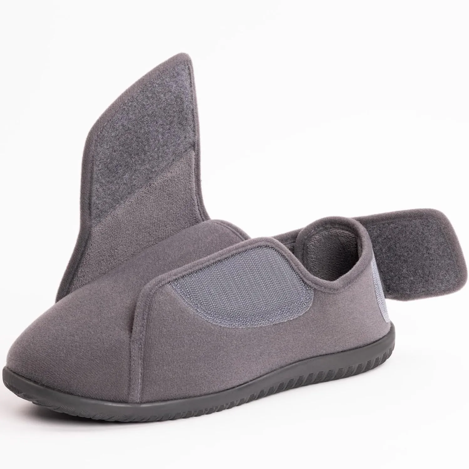 Women's Wide, Extra Wide 80-D Memory Foam Diabetic Slipper with Adjustable Closure Anti Slip Sole, Warm Plush Fleece Arthritis Edema Swollen Diabetic House Shoes