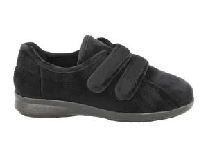 Womens Wide Fit Adjustable Fork Black Slippers