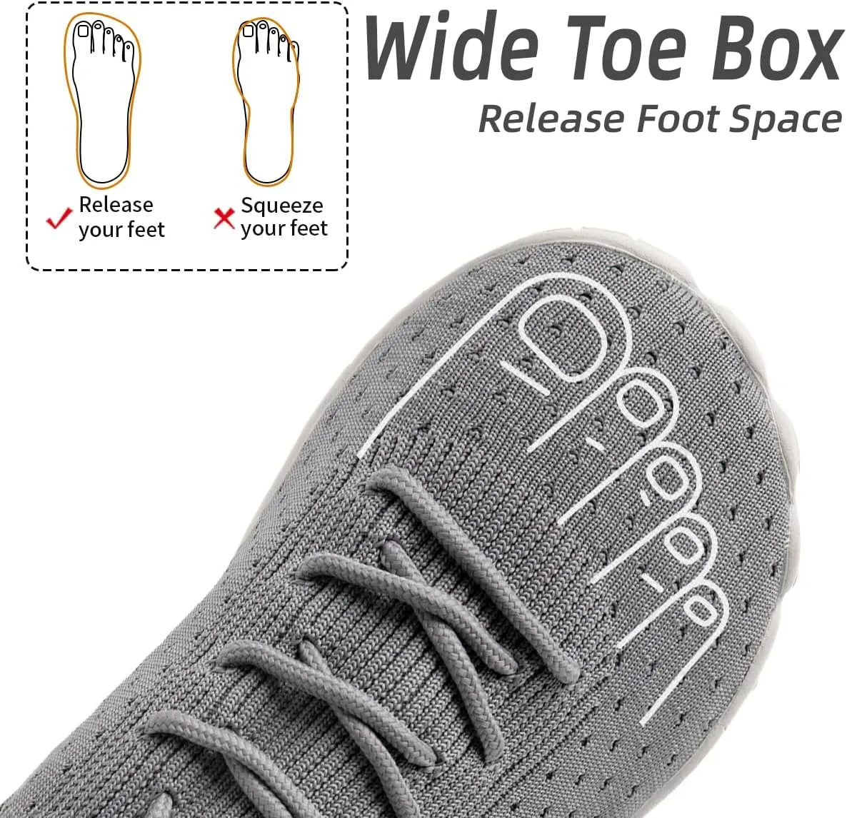 Womens Wide Toe Sneakers Walking Shoes Workout Slip On Sports Zero Drop Minimalism Lightweight Breathable Running Tennis Training Flat Sole
