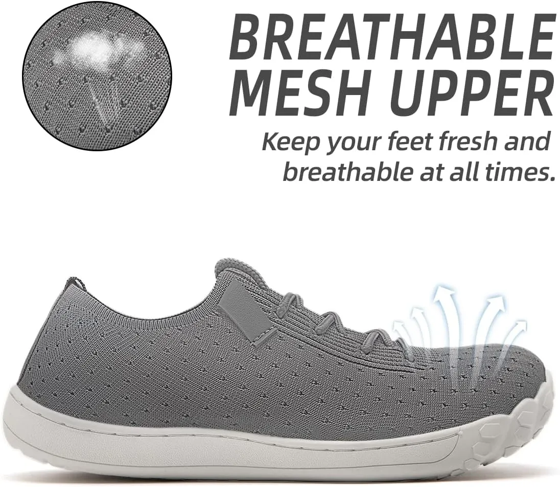 Womens Wide Toe Sneakers Walking Shoes Workout Slip On Sports Zero Drop Minimalism Lightweight Breathable Running Tennis Training Flat Sole