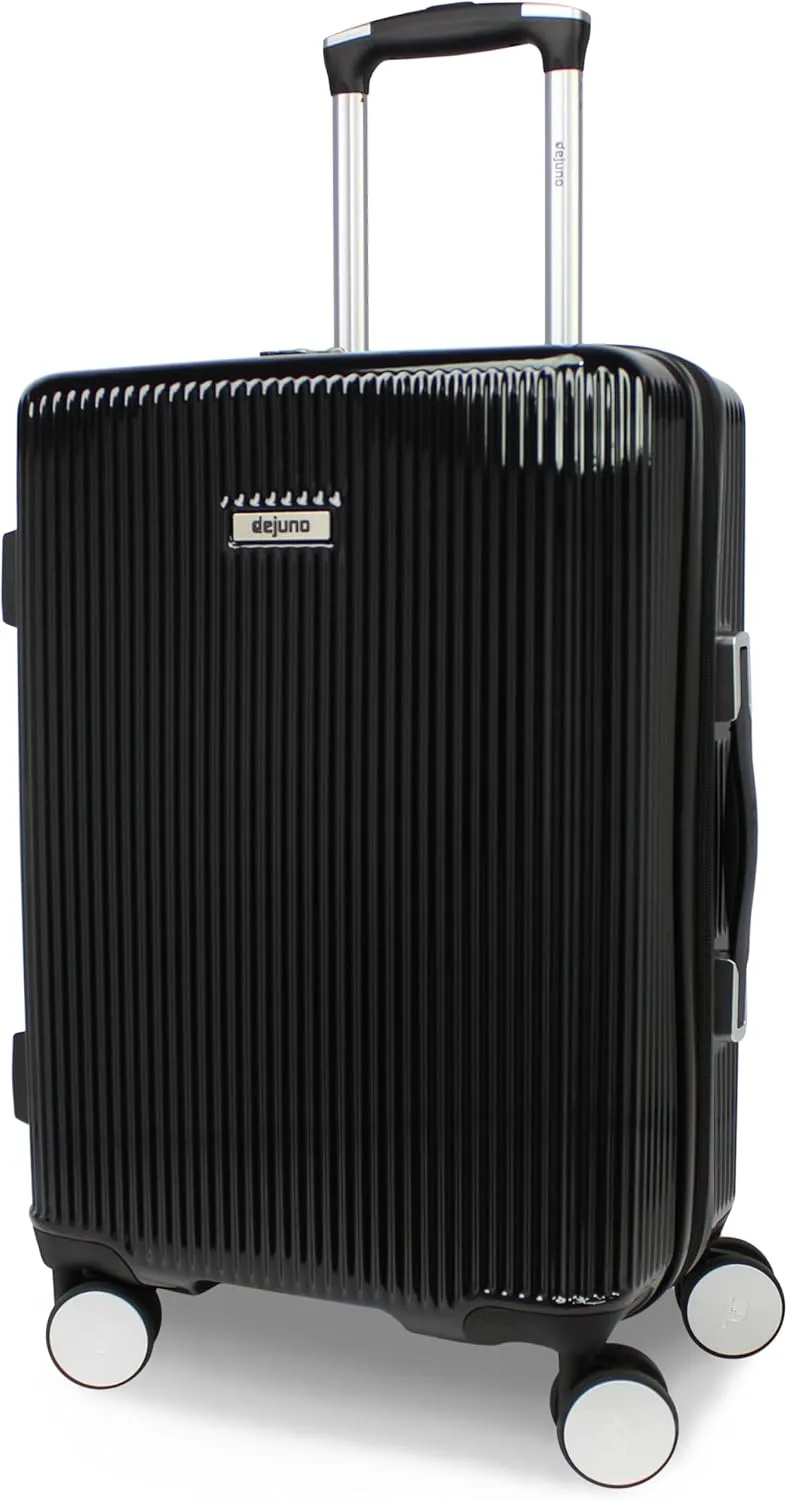 World Traveler Dejuno Monarch Lightweight Hardside Polycarbonate Expandable Spinner Luggage with TSA Lock, Black, 20-inch Carry-On