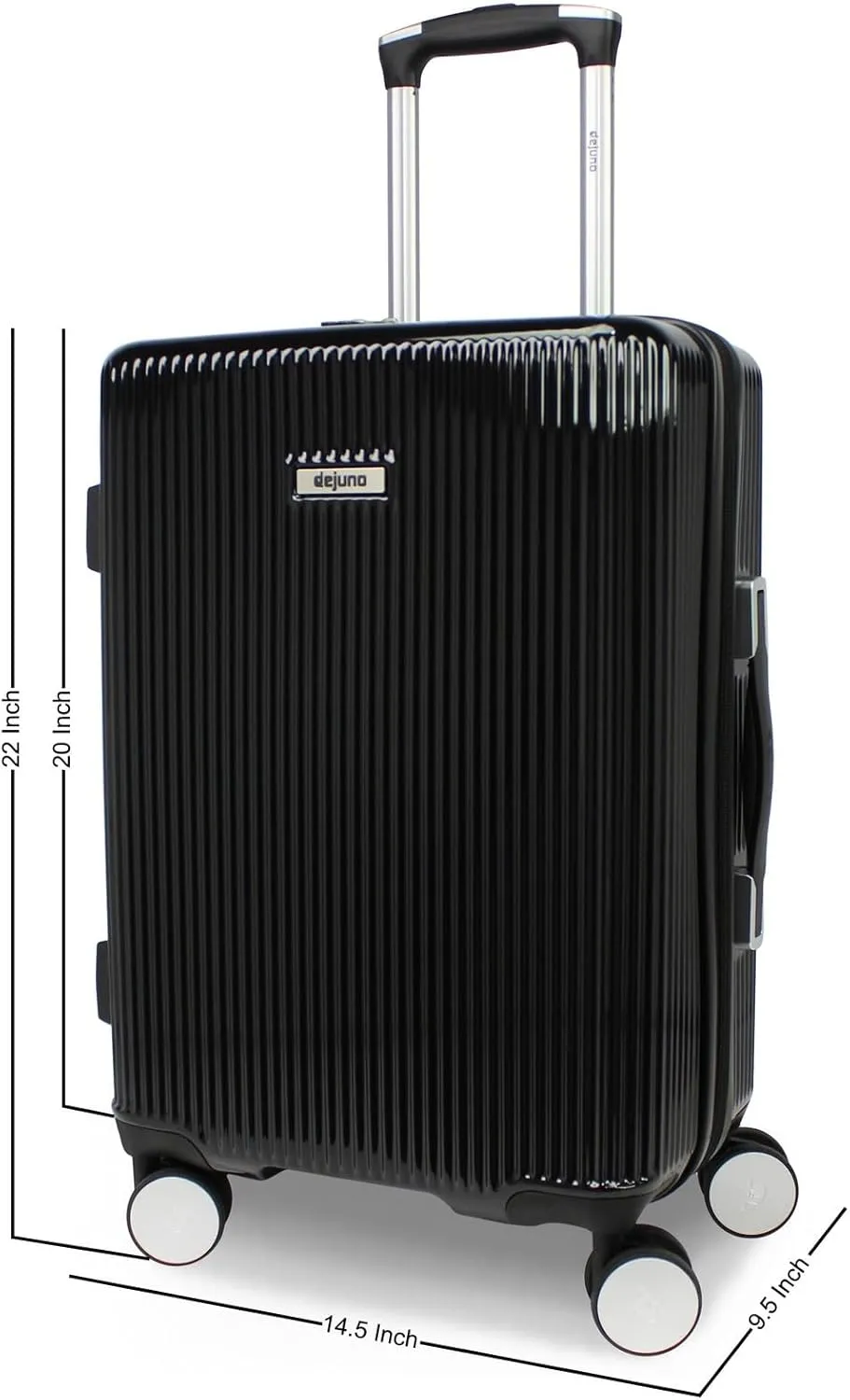 World Traveler Dejuno Monarch Lightweight Hardside Polycarbonate Expandable Spinner Luggage with TSA Lock, Black, 20-inch Carry-On
