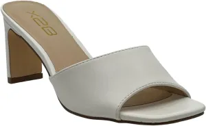 X2B Womens Chunky Heel Sandals Open Square Toe Mule Heel Sandal Slip On High Heels Shoes