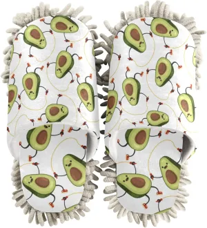 xigua Microfiber Cleaning Slippers Dancing Avocado Washable Mop Shoes Slipper for Men/Women House Floor Dust Cleaner, Size L