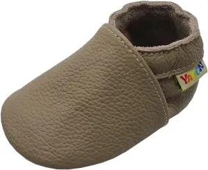 YALION Soft Leather Baby Shoes Moccasins Slip-on Boys Girls Slippers with Elastic Ankle, Anti-Slip First Walking Crib Shoes for Infant Toddlers
