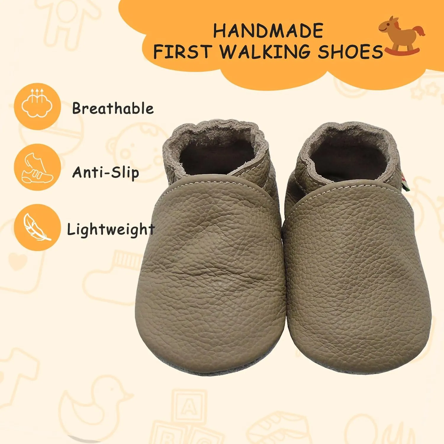 YALION Soft Leather Baby Shoes Moccasins Slip-on Boys Girls Slippers with Elastic Ankle, Anti-Slip First Walking Crib Shoes for Infant Toddlers
