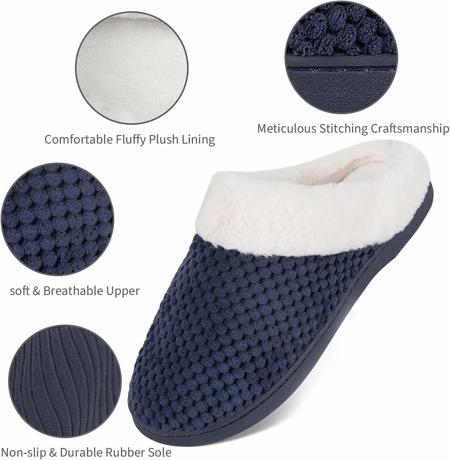 YALOX Slippers for Womens Warm Memory Foam Anti-Slip House Shoes Comfortable Cotton Slippers Home Bedroom Shoes Indoor & Outdoor