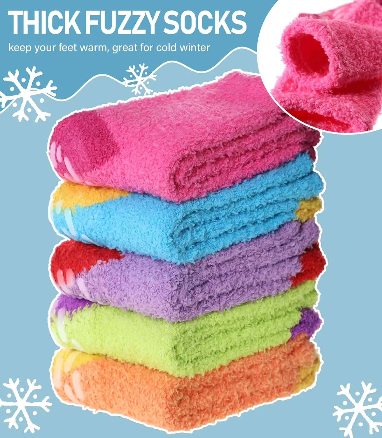 Yebing Non Slip Hospital Socks for Women with Grips Fuzzy Cozy Anti Skid Slipper Socks Winter Warm Soft Fluffy Sleep Socks