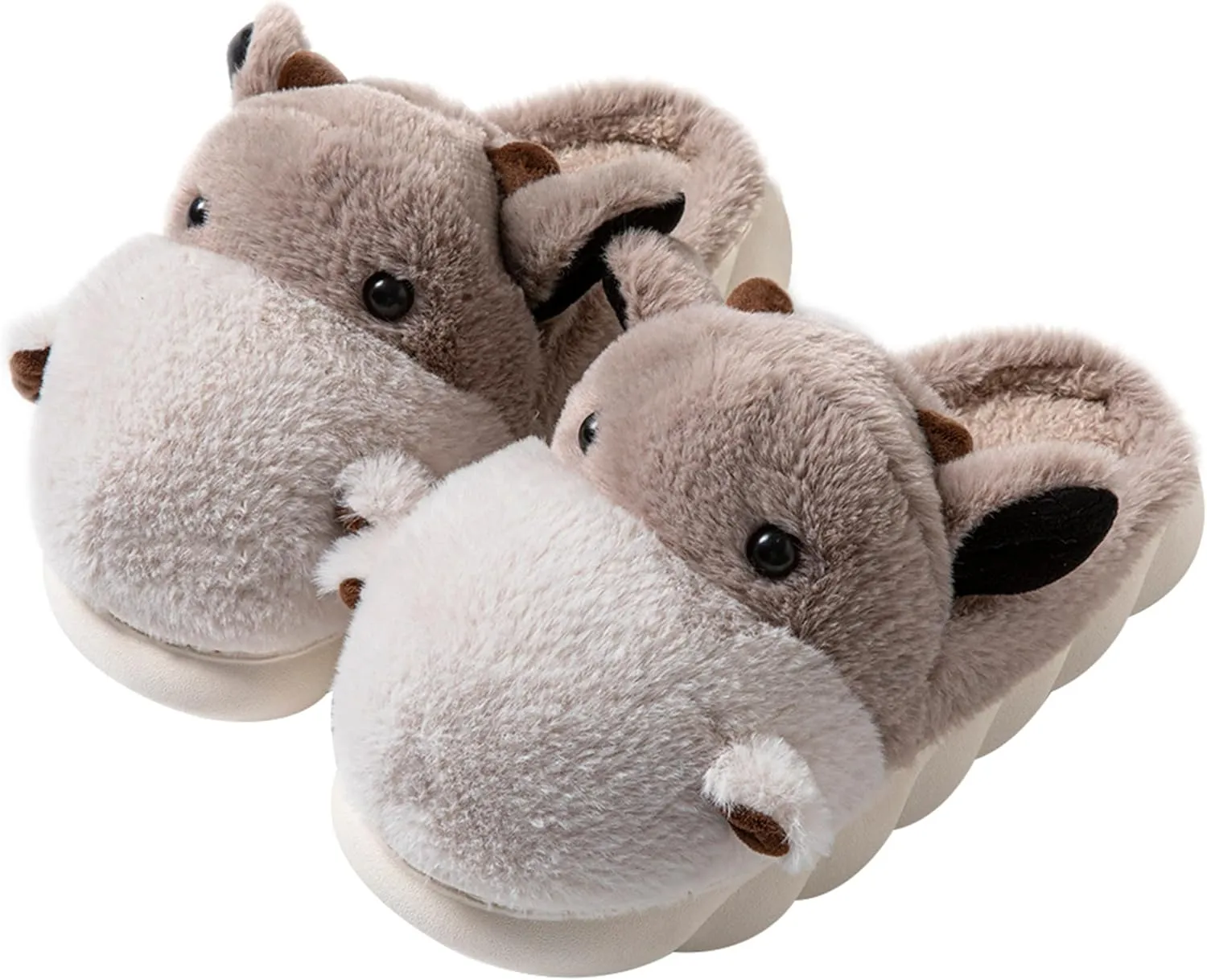 YILANLAN Animal Slippers For Women Man Cute Cow Slippers Adult Cozy Fuzzy Warm Winter House Slippers