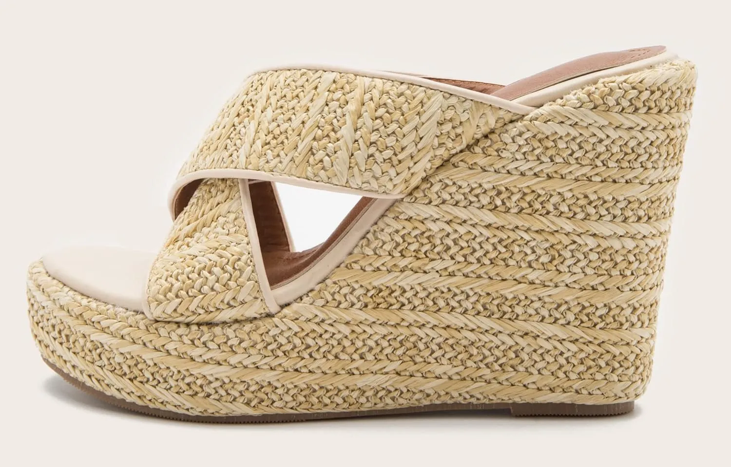 YooPrettyz Women Woven Jute Braids Platform Sandal Shoes Crisscross Straps Summer Espadrille Wedge Heels