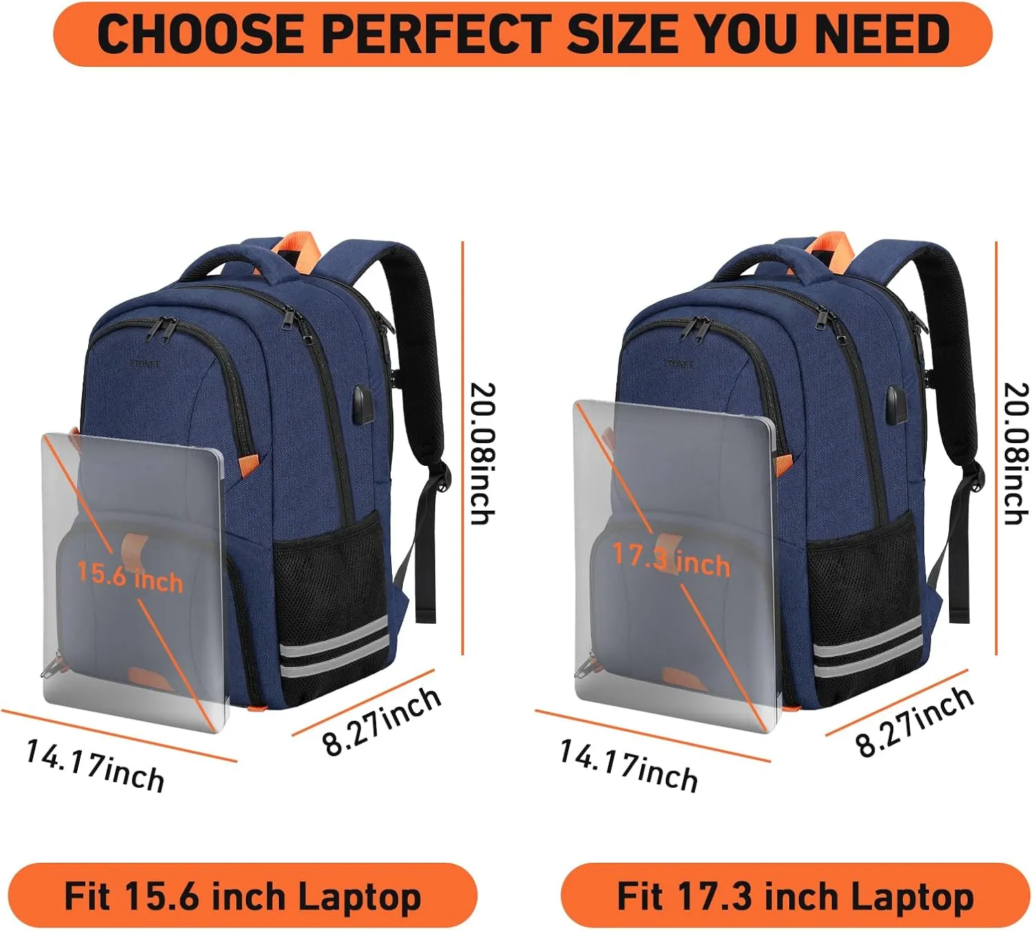 Ytonet Gym Backpack for Men Women, Travel Backpack with USB Charging Port, Water Resistant Lightweight Workout Gym Bag Fit 15.6 Inch Laptop, Sports, Camping, Hiking, Dark Blue