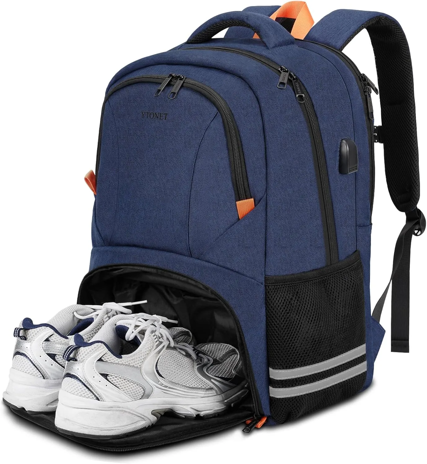 Ytonet Gym Backpack for Men Women, Travel Backpack with USB Charging Port, Water Resistant Lightweight Workout Gym Bag Fit 15.6 Inch Laptop, Sports, Camping, Hiking, Dark Blue