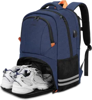 Ytonet Gym Backpack for Men Women, Travel Backpack with USB Charging Port, Water Resistant Lightweight Workout Gym Bag Fit 15.6 Inch Laptop, Sports, Camping, Hiking, Dark Blue