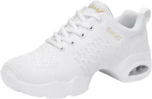 YUKTOPA Womens Dance Sneakers Jazz Shoes Lace-up Walking Shoes Lightweight Breathable Lady Platform Shoes