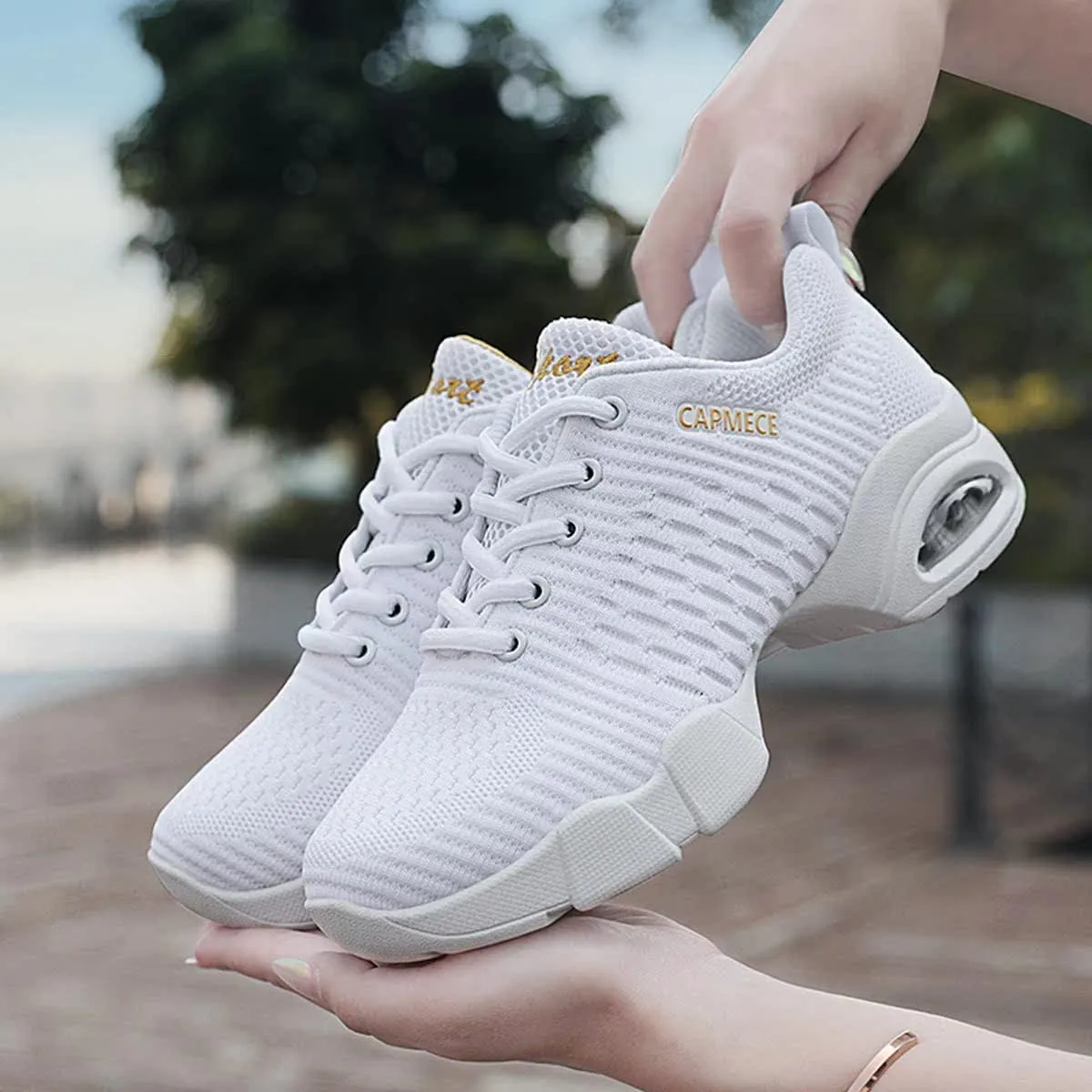 YUKTOPA Womens Dance Sneakers Jazz Shoes Lace-up Walking Shoes Lightweight Breathable Lady Platform Shoes