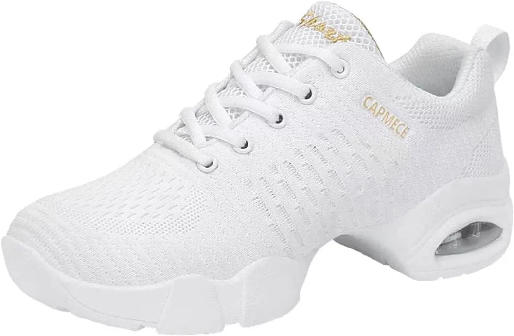 YUKTOPA Womens Dance Sneakers Jazz Shoes Lace-up Walking Shoes Lightweight Breathable Lady Platform Shoes
