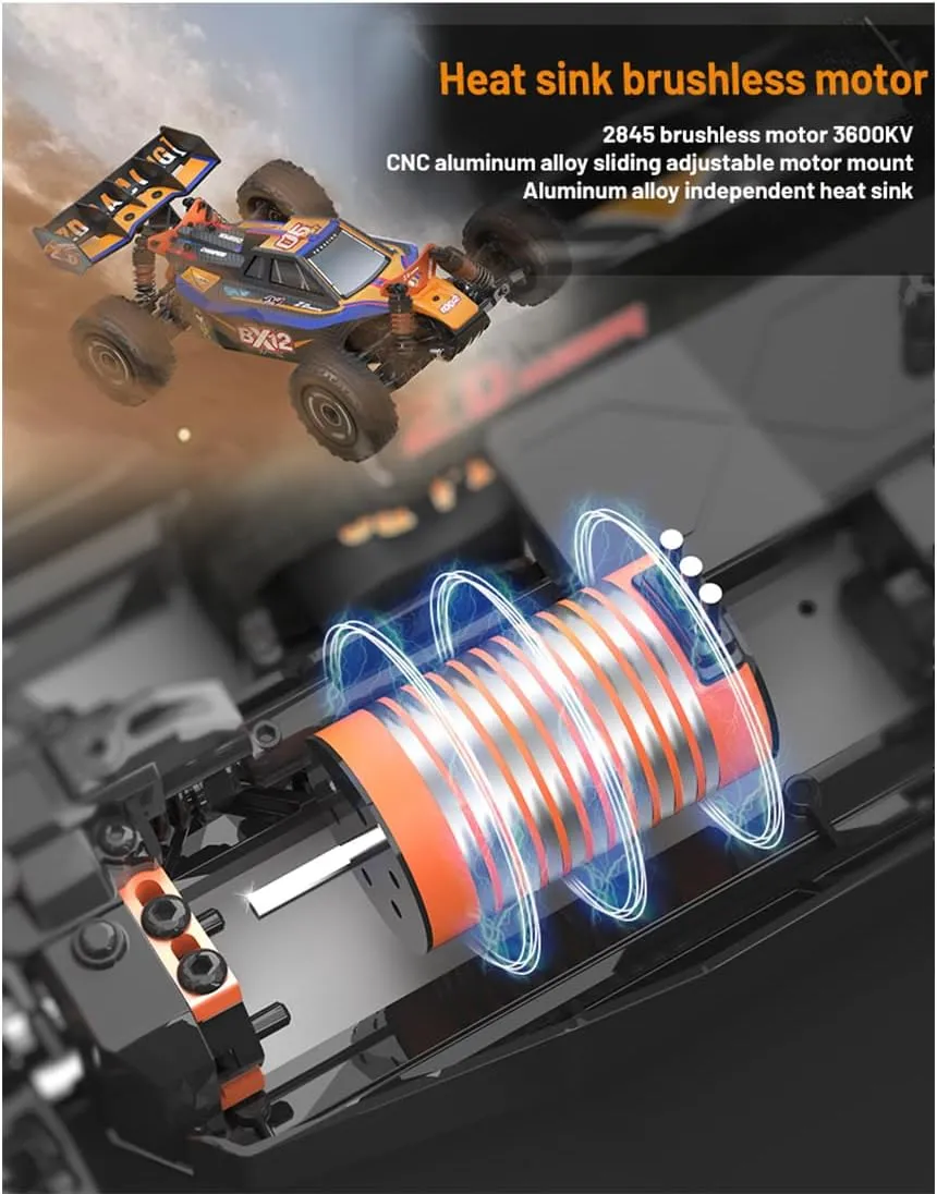 ZD Racing BX-12 1/12 RC Off-Road Car, 2.4G Brushless Remote Control Climbing Car Compatible with 3S Batteries, 4WD 70KM/H Mini Racing RC Crawler Buggy Toy Gift -RTR