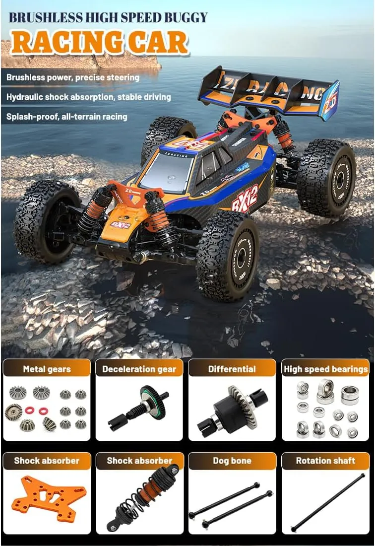 ZD Racing BX-12 1/12 RC Off-Road Car, 2.4G Brushless Remote Control Climbing Car Compatible with 3S Batteries, 4WD 70KM/H Mini Racing RC Crawler Buggy Toy Gift -RTR