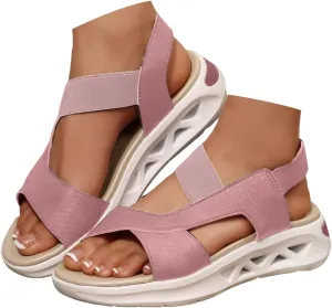 ZSpzx Women Wedge Sandals 2025,Breathable Soft Cushion Sport Slippers Elastic Ankle Strap Comfortable Ladies Dress Non-Slip Walking Footwear Summer Beach Vacation Slides Indoor/Outdoor Daily Wear
