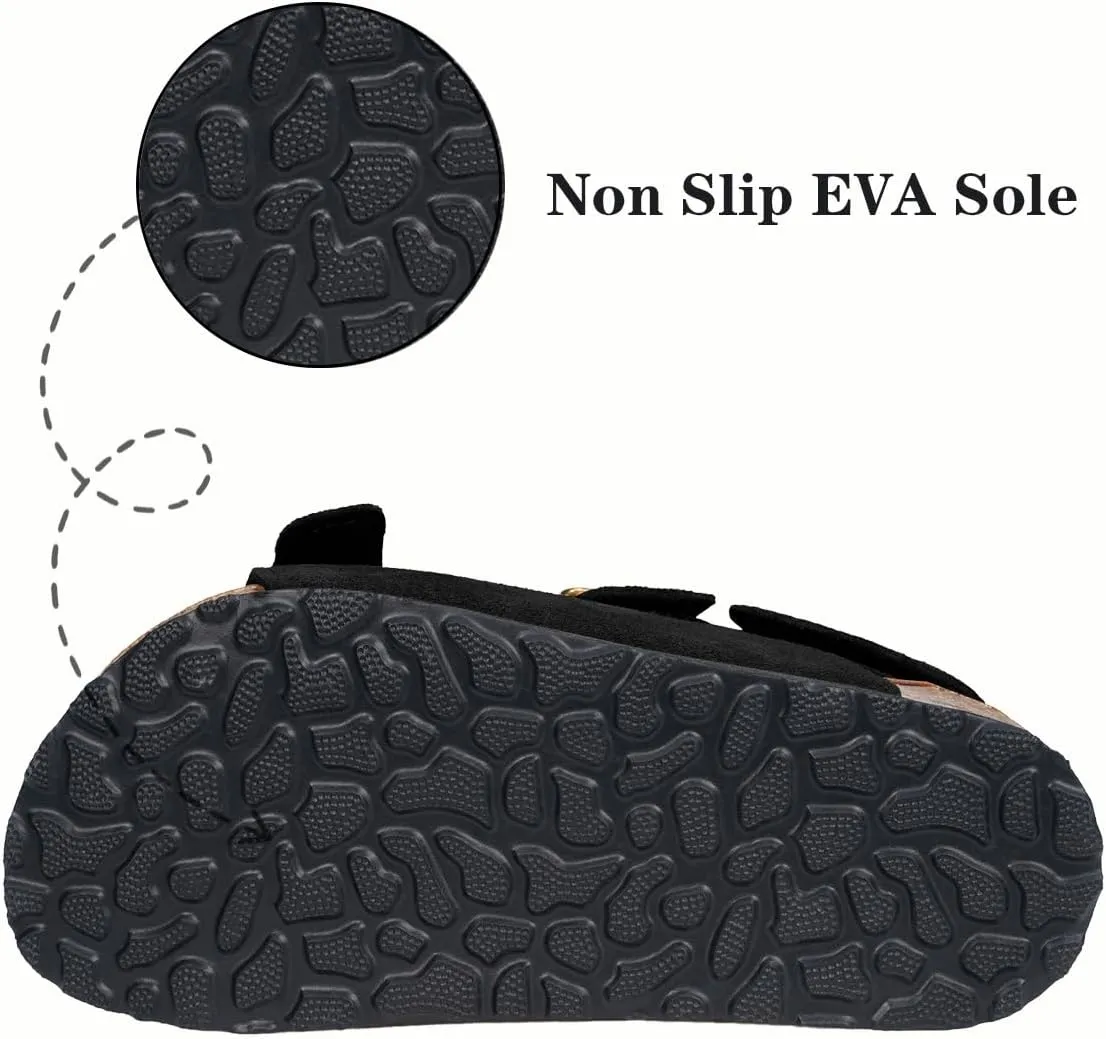 ZUSERIS Kids Toddler Sandals Boys Girls Cork Footbed Sandal Comfort Double Buckle Slip On Slippers with Adjustable Back Strap