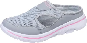 ZWRXW Mules for Women Breathable Mesh Walking Mules Sneakers Open Back Slip On Shoes Lightweight Breathable Comfortable Walking Shoes Closed Toe Slides with Arch Support Orthopedic Slippers