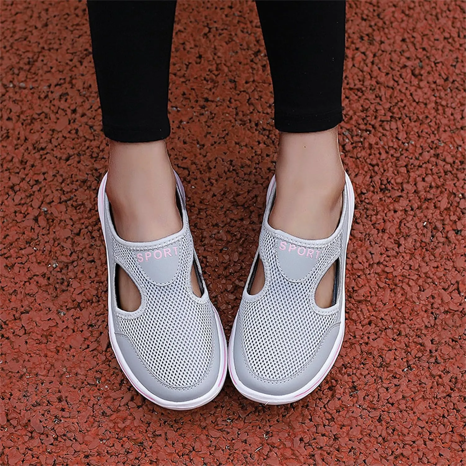 ZWRXW Mules for Women Breathable Mesh Walking Mules Sneakers Open Back Slip On Shoes Lightweight Breathable Comfortable Walking Shoes Closed Toe Slides with Arch Support Orthopedic Slippers